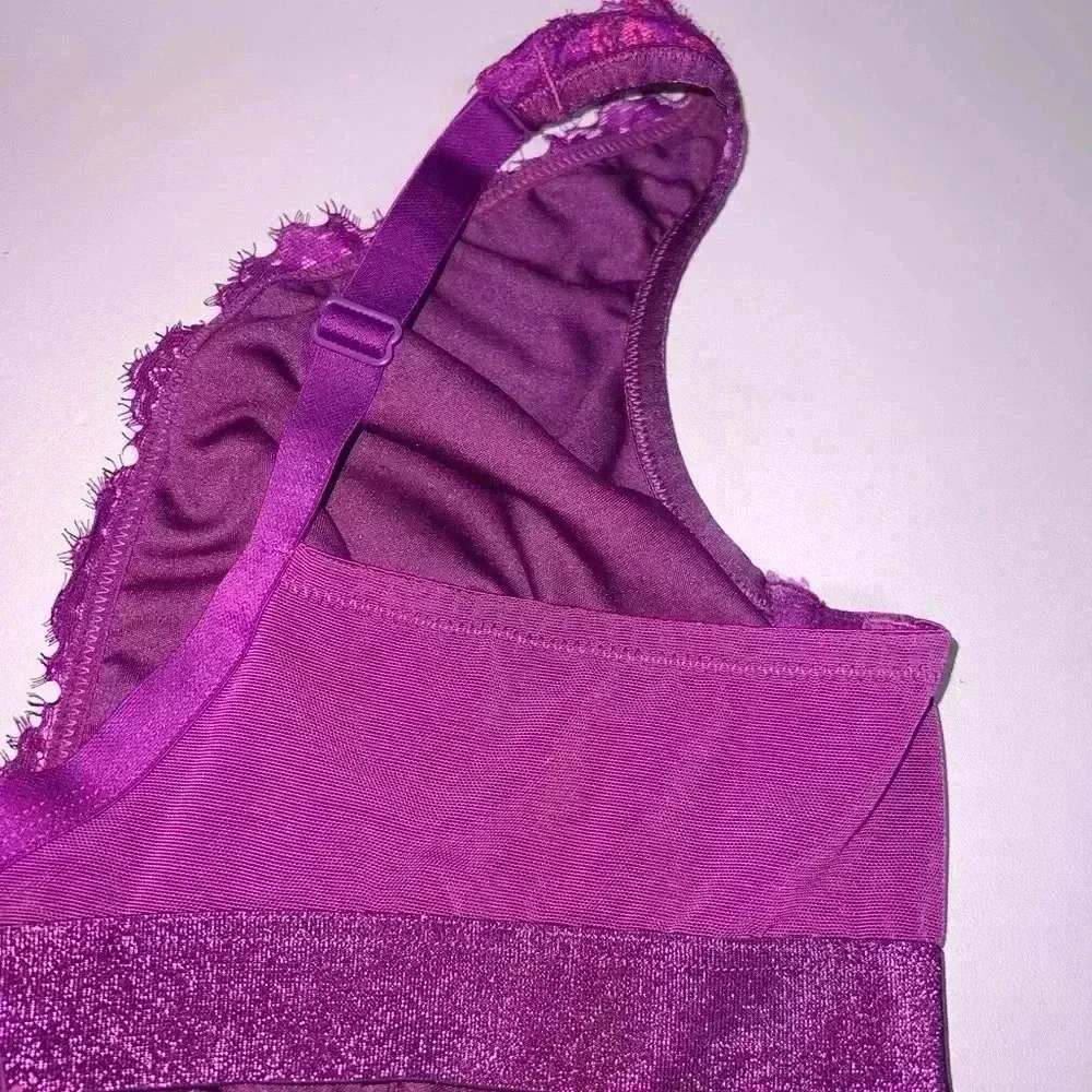 Cacique NWOT Sexy Boost Plunge Bra Womens 40D Purple Underwire Floral Lace 3Hook - Picture 10 of 14